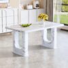 Stylish Marble Textured Dining Table With Glass Elements - Transparent / White - Image 2
