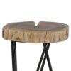 Rustic Accent Round Side Table With Iron Hairpin Legs - Black Brown - Image 5