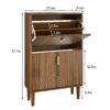 Modern Minimalist Shoe Storage Cabinet With 2 Flip Drawers And Metal Handles - Brown - Image 3