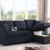 Sectional Sofa Bed L Shaped Sofa Couch Bed With USB Port, Reversible Sofa Sleeper With Pull Out Bed, Chaise With Storage, Pull Out Couch For Living Room - Black - Image 7