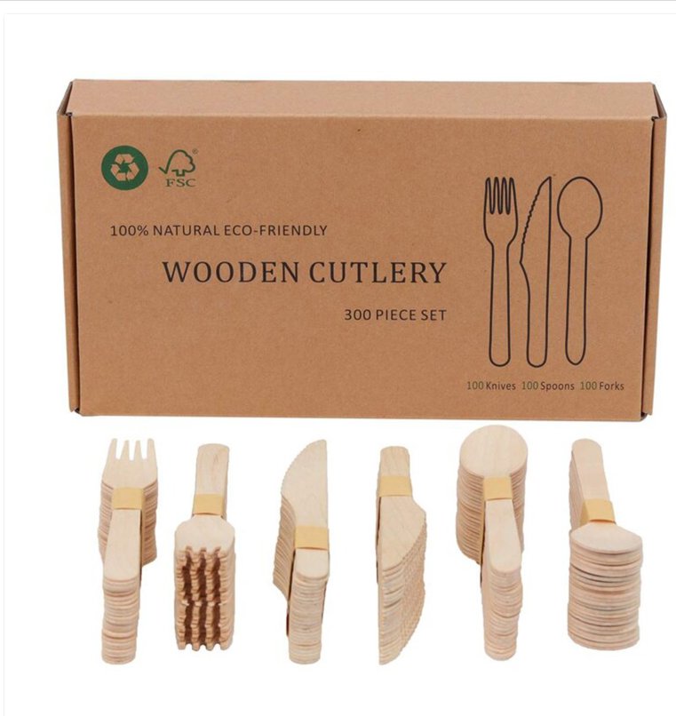 Wooden Compostable Utensils Set 300 Pieces 100 Forks 100 Spoons 100 Knives Sturdy Wood Disposable Cutlery Eco Friendly Biodegradable Utensils For Party Free From Plastic Cutlery Set For Eating - Natural Wood - Image 10