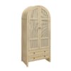 Tall Arched Kitchen Pantry, Arched Storage Display Cabinet With 2 Drawers & Adjustable Shelves, Rattan Door Versatile Storage Cabinet For Kitchen, Dining Room, Living Room - Natural - Image 8