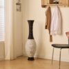 Tall Designer Floor Vase Artificial With 2 Tone Decorative Accent For Living Room - White / Black - Image 6
