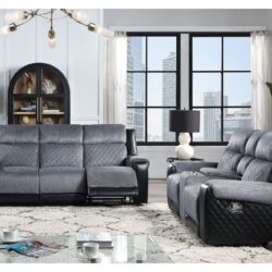 Alicia - Reclining Sofa And Loveseat - Gray / Black
