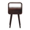 Mini Curved Bedside Table With Open Slot - Walnut - Image 5