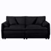 Deep Seat Sectional Cloud Sofa With 2 Ottomans & Soft Pillows, Modular Loveseat Couch - Black Chenille - Image 22