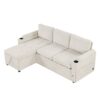 Convertible L Shaped Sofa Couch With Storage, Cup Holders, USB Ports - Beige - Image 21