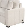 Chenille Sectional Sofa Convertible Pull Out Bed With Storage Ottoman & USB Ports - Beige - Image 11
