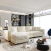 Plush Corduroy 4 Seat Sofa, Modern Comfy Upholstered Sofa Cloud Couch, Deep Seat Couches With Soft Pillows And Movable Ottoman, Convertible Sofa Lounge Chair, For Living Room, Apartment, Office - Beige - Image 2