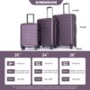 3 Piece Luggage Sets Lightweight Suitcase With Two Hooks, Spinner Wheels, Tsa Lock, (20/24/28) - Purple - Image 3