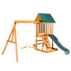 Outdoor Swing Set 3 In 1 With Slide, 2 Swings, And Climber - Green - Image 10
