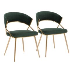 Jie - Glam Dining Chair (Set of 2) - Gold / Green