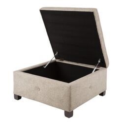 Aspen - Soft Close Storage Ottoman Sand Square Design - Sand