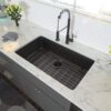 28" Undermount Kitchen Sink 16 Gauge 10" Deep Single Bowl - Gunmetal Black - Image 2