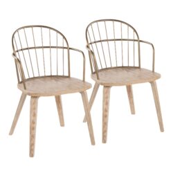 Riley - Farmhouse Arm Chair (Set of 2) - White Washed / Antique Copper