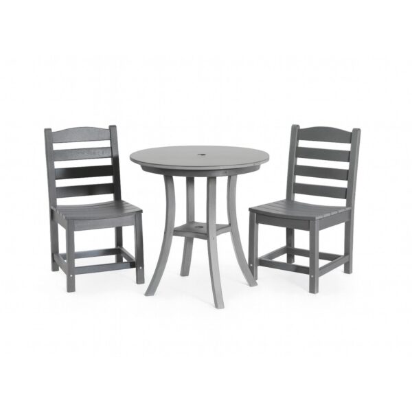 3 Piece Outdoor Dining Set, Round Patio Table With 2 Armless Chairs - Gray