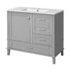 36" Bathroom Vanity With Solid Pine Frame And Soft Close Storage - Gray - Image 7