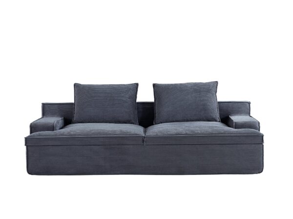 Nimbus - Oversized Full Foam 4 Seater Couch For Living Room Upholstered In Soft Corduroy, Wide Armrests - Gray