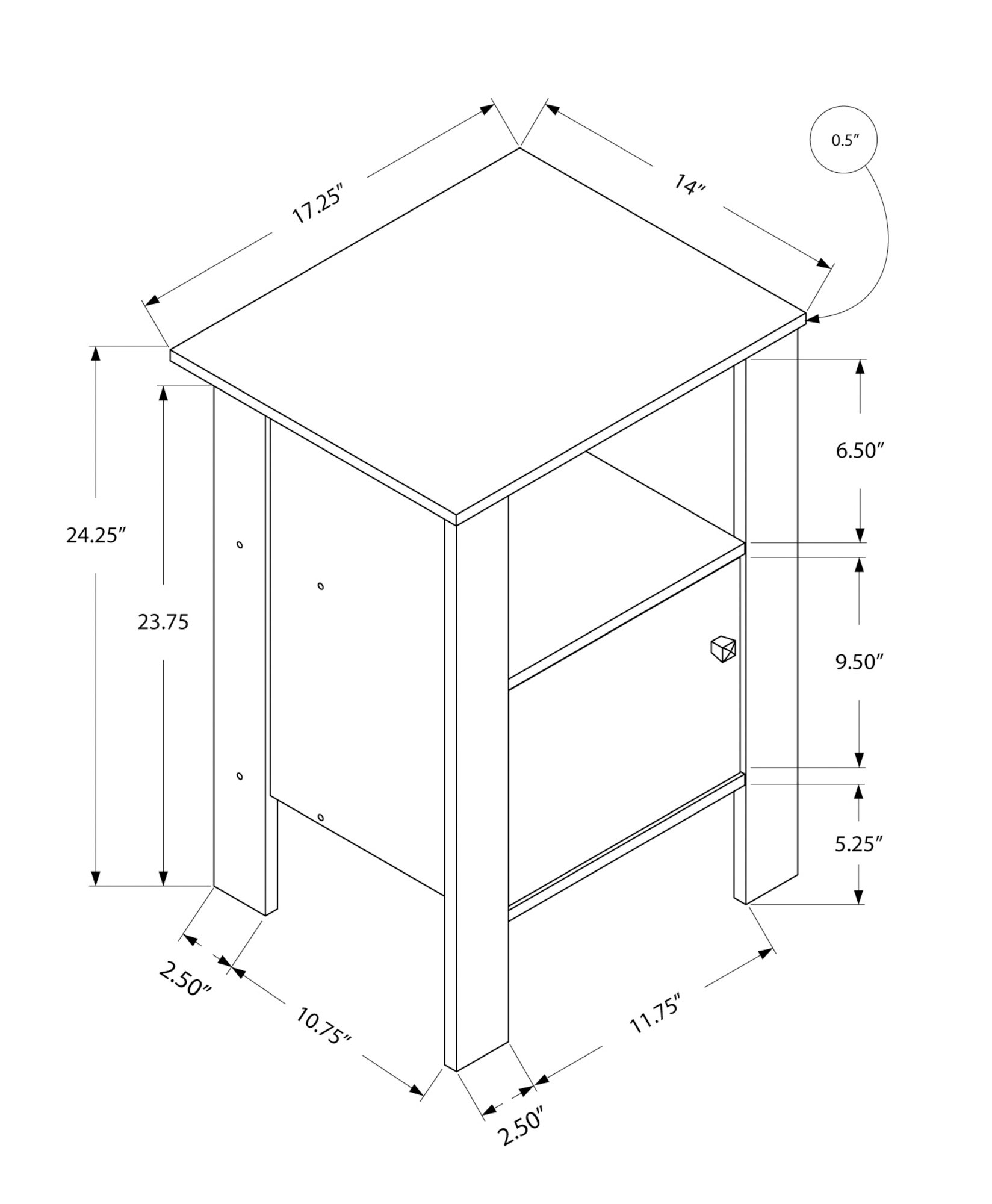 Accent Nightstand Side Table, Storage, Transitional - Oak - Image 4