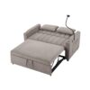 Convertible Sofa Bed Loveseat Sofa With Three USB Ports, Two Side Pockets, Two Cup Holders And 360° swivel Phone Holder For Living Room - Light Gray - Image 20