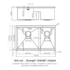 Double Bowl Undermount Kitchen Sink 60 / 40 Split - Brushed Nickel - Image 3