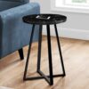 Accent Table, Side, Round Marble Look Contemporary & Modern - Black - Image 9