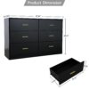 Modern 6 Drawer Dresser For Bedroom, Ample Storage Wide Chest Of Drawers, Sturdy & Safe - Black - Image 3