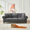 3 And 2 Seater Sofa With Rolled Arms, Tufted Upholstered Couch - Gray - Image 7