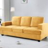 Modern Sofa, Comfortable 3 Seater Couch With Deep Seating, Loose Back Cushions, Wide Arms - Mustard Yellow - Image 7