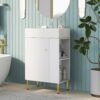 Hearth & Haven Amelia - Bathroom Vanity With Storage Cabinet, Single Ceramic Sink And Right Side Storage - White - Image 2