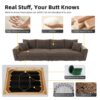 4 Seat Sofa, Deep Seat Couches With Soft Pillows And 3 Ottomans, Convertible Sofa Lounge Chair, For Living Room - Camel - Image 6