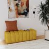 Upholstered Tufted Accent Bench With Round Legs - Mustard Yellow - Image 2