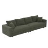 4 Seat Sofa, Deep Seat Couches With Soft Pillows And Movable Ottoman, Convertible Sofa Lounge Chair, For Living Room - Green - Image 9