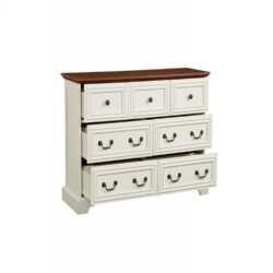 Farmhouse 7 Drawers Dresser, Rustic Chest With Natural Texture, Antique - Antique Brown / White