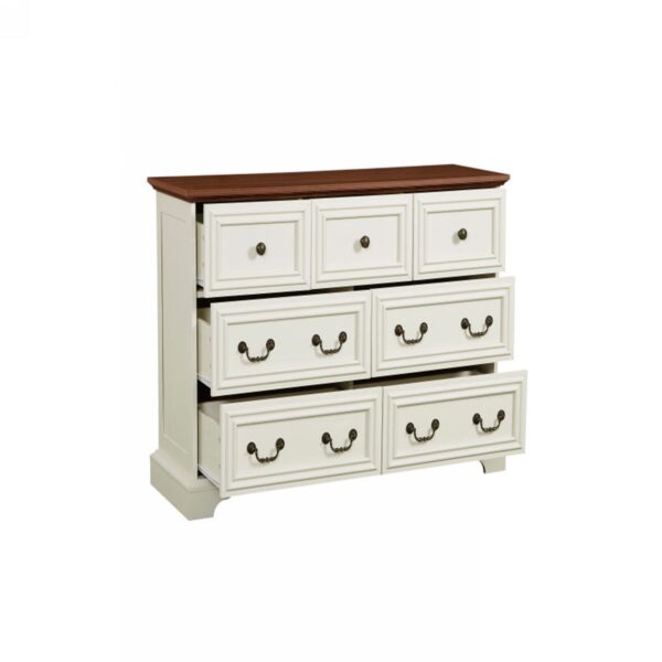 Farmhouse 7 Drawers Dresser, Rustic Chest With Natural Texture, Antique - Antique Brown / White