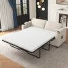 Corduroy Sleeper Sofa Loveseat Sofa With Full Size Mattress, 2 USB Ports, 2 Cup Holders, 2 Side Pockets And A Phone Holder For Living Room - Beige - Image 3