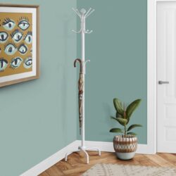 Free Standing Coat Rack 12 Hooks For Entryway - White