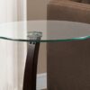 C-Shaped Accent Table Tempered Glass For Living Room - Espresso - Image 2