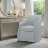 London - Upholstered Skirted Dining Arm Chair With Hidden Casters - Light Blue - Image 6