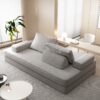 Multifunctional Convertible Sofa Bed With 2 Tumbler Backrests And 2 Pillows, Diy Modern Upholstered Couch - Light Gray - Image 12