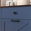 Double Tilt Out Trash Cabinet For 20 Gallon Trash Cans, Barn Door Laundry Sorter Cabinet - Antique Navy Blue - Image 12