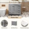 Bathroom Vanity With Sink Combo, Abundant Storage Cabinet With 2 Soft Close Doors And 5 Drawers - Gray - Image 5