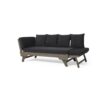 Outdoor Patio Daybed Sofa, 3 Seat Sofa With Foldable Arm 4 Back Pillows - Gray / Black - Image 7