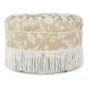 Yolanda - Floral Round Upholstered Accent Ottoman - Champagne Beige / Ivory - Image 8
