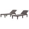 2 Piece Outdoor Chaise Lounges With Adjustable Backrest, Polypropylene - Dark Brown - Image 6