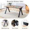 Wood Textured Dining Table With A Frame Legs.Density Board Sticker Pipe Spraying, Suitable For Various Occasions Such As Living Rooms - Black - Image 12