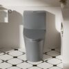 Ceramic 1 Piece Toilet With Tornado Flush And Soft Closing Seat - Light Gray - Image 4