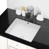 20" X 15.5" Modern Rectangular Undermount Bathroom Sink With Overflow Ceramic - White - Image 2