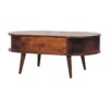 Oval Coffee Table With 1 Drawer - Chestnut - Image 3