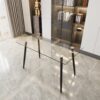 Modern Minimalist Rectangular Glass Dining Table With Tempered Glass Top Metal Legs, For 4 - 6 - Transparent - Image 5